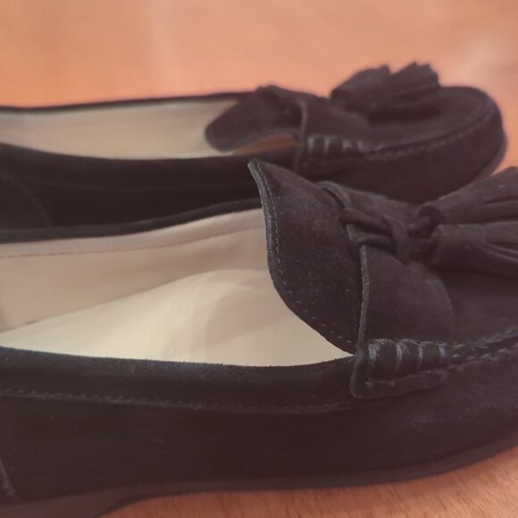 Cole Haan Womens Grand 0s Black Suede Tassel Loafers Slip On Size 5B - Picture 5 of 5